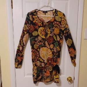 Shan Of Canada Sz 6, (Fits 8),Floral, Vibrant Print, Long Sleeve Dress/Tunic
